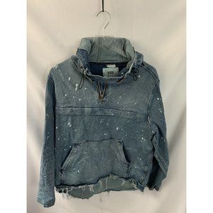 VIDL Women’s M 1/4 Zip Denim Hooded Jacket Spackle Print